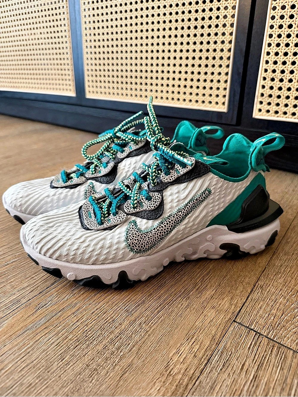 Nike React Vision Athletic Sneakers in White & Green